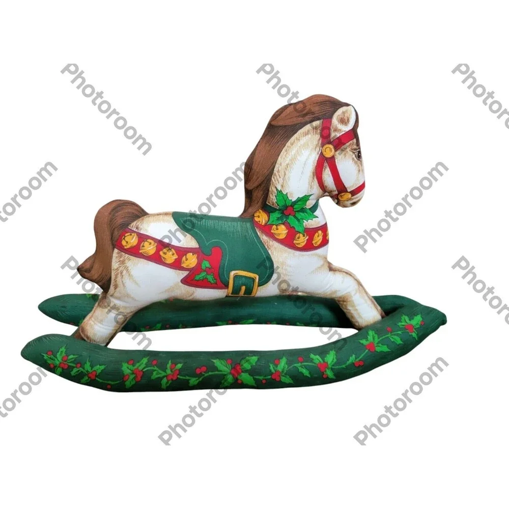 Christmas Rocking Horse Crankston Vintage 1980s Fabric Handmade
